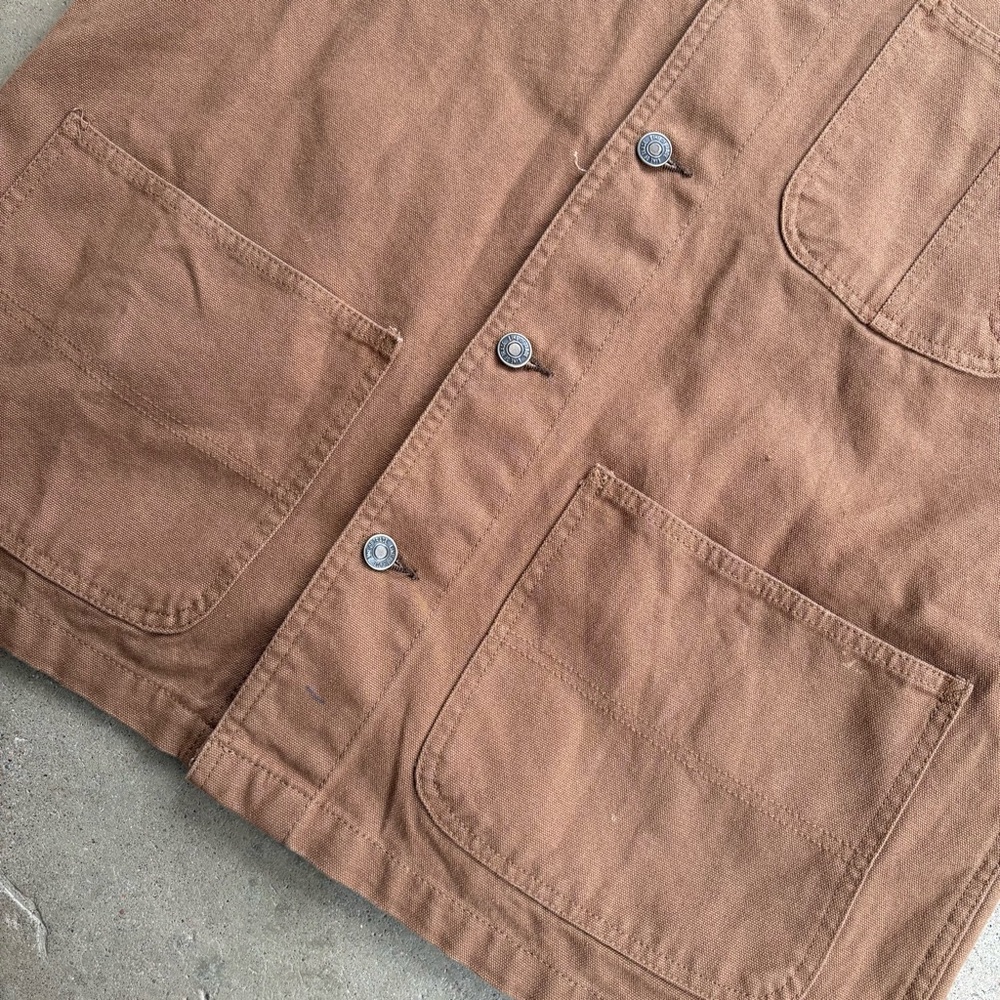 Line of Trade Carpenter Chore Coat Men's Large Ranch Tan Canvas Corduroy Collar - Picture 7 of 7